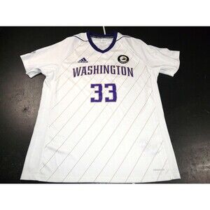 UW Washington Huskies NCAA Adidas Game Worn Soccer Jersey White Men's Large #33